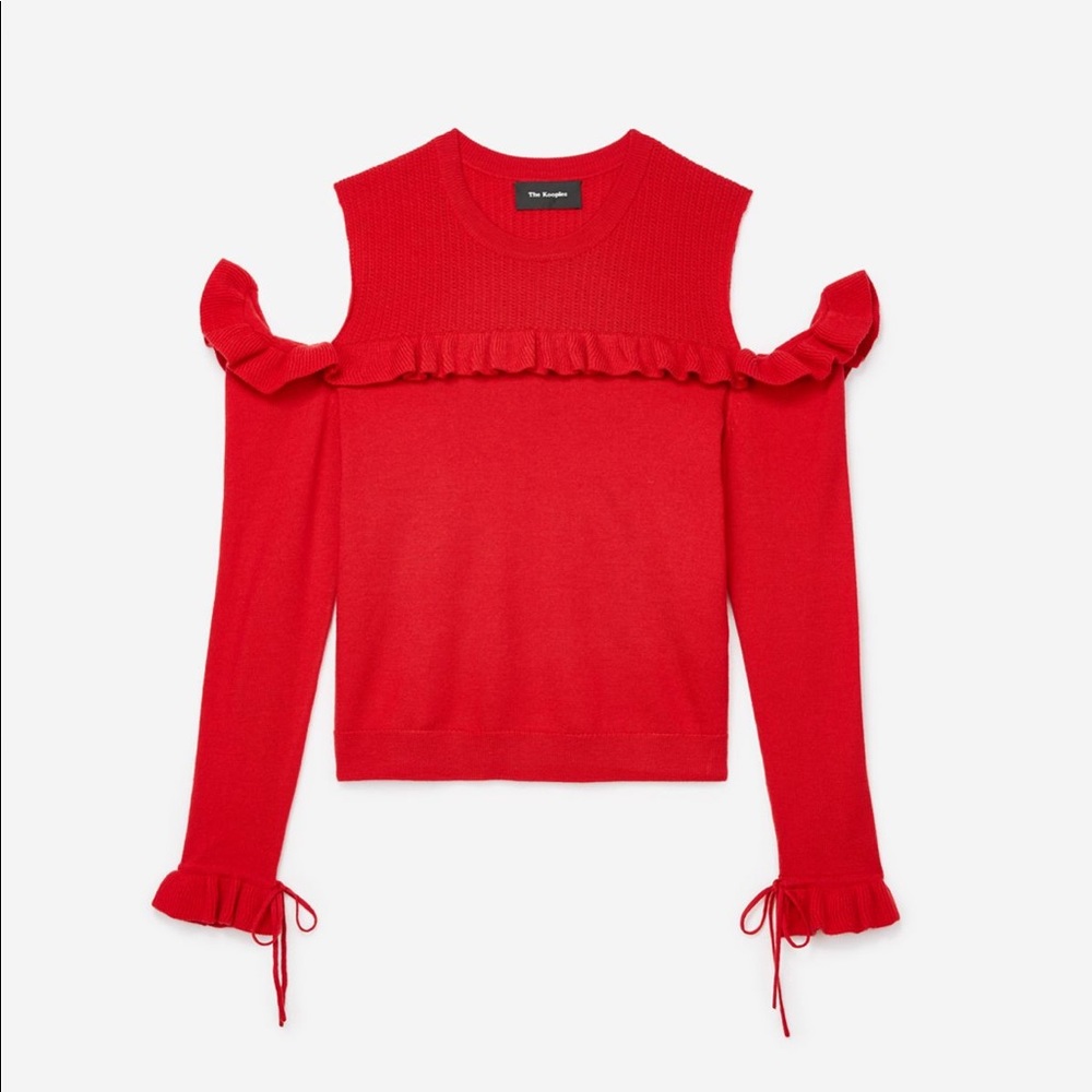 The Kooples red merino wool openwork sweater sz 1